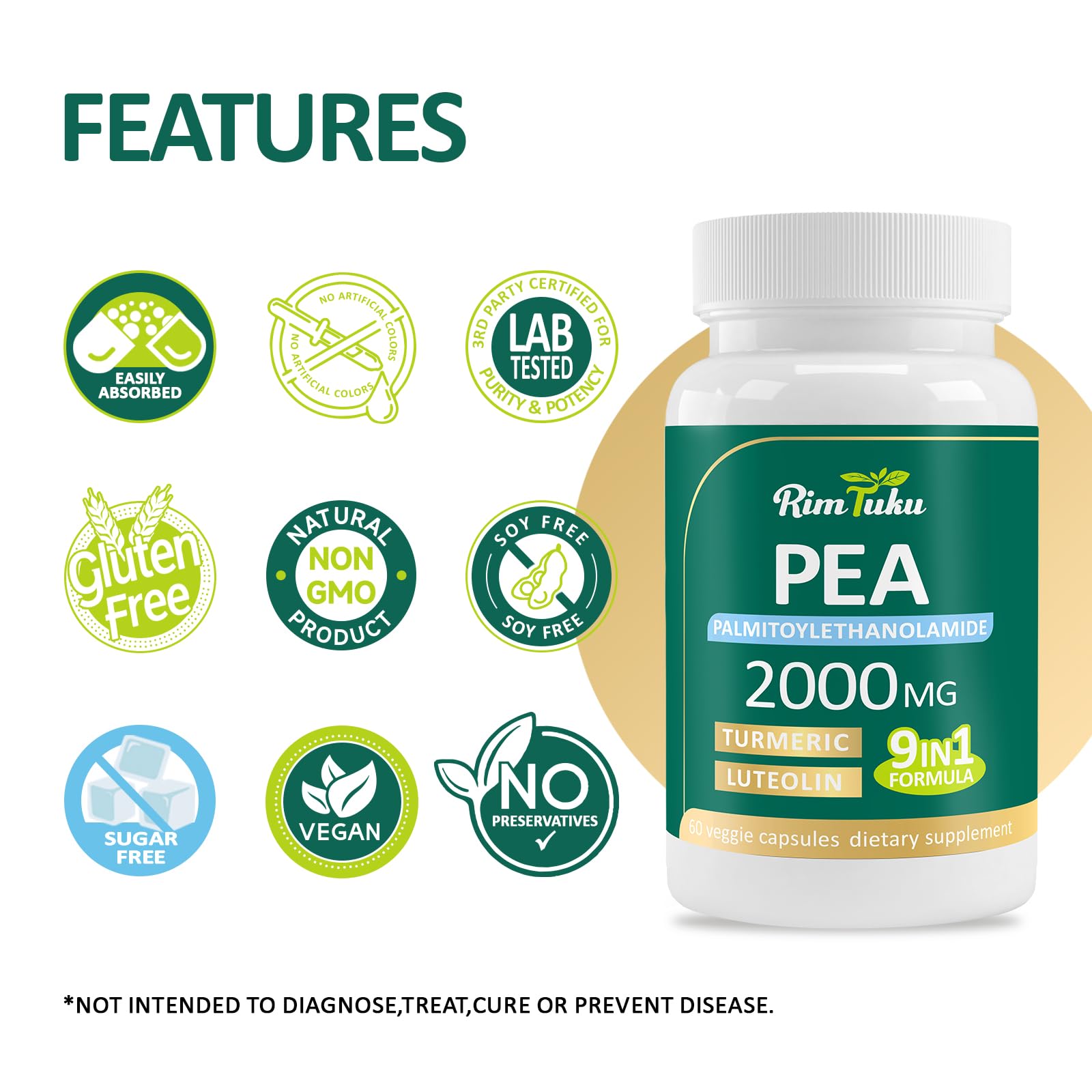 Gluten-free and non-GMO supplement label