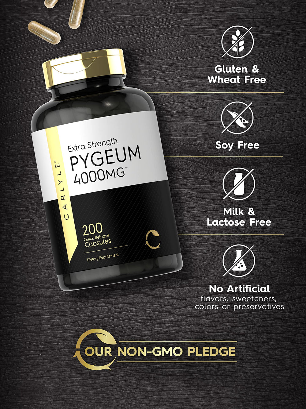 Gluten-free and Non-GMO supplement label
