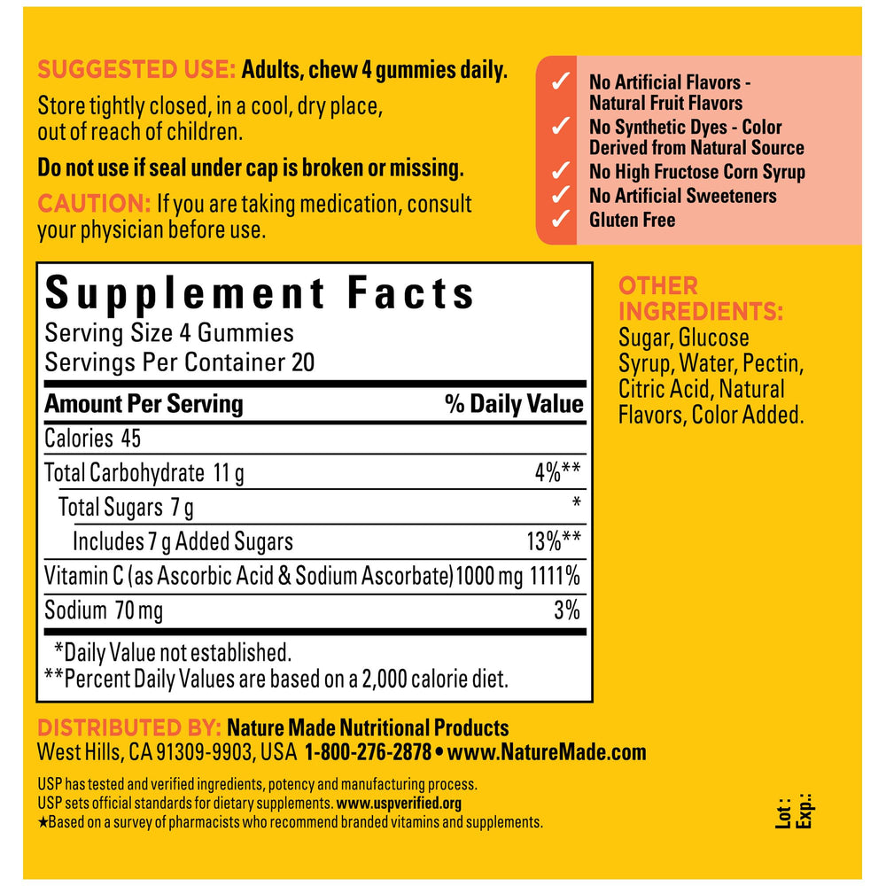 Gluten-free, pectin-based Vitamin C gummies packaging