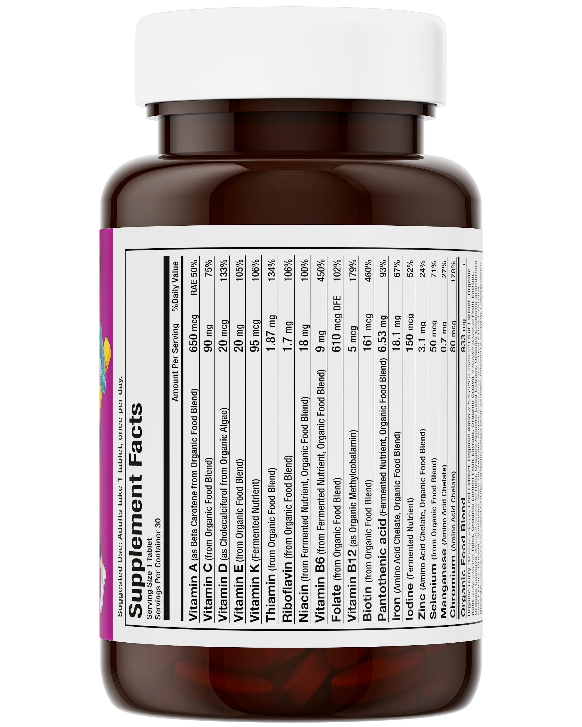 Gluten-free, soy-free prenatal vitamin packaging and serving size