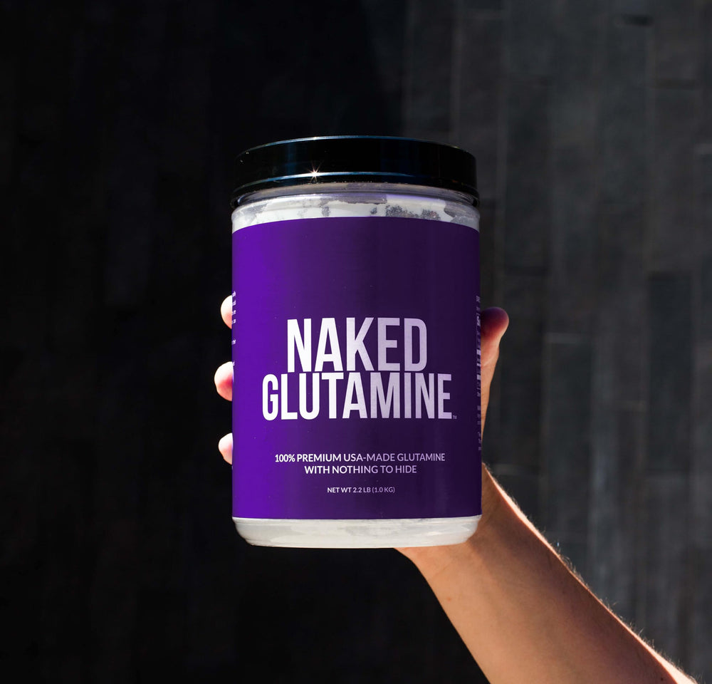 Gluten-free and soy-free, additive-free L-Glutamine bottle label