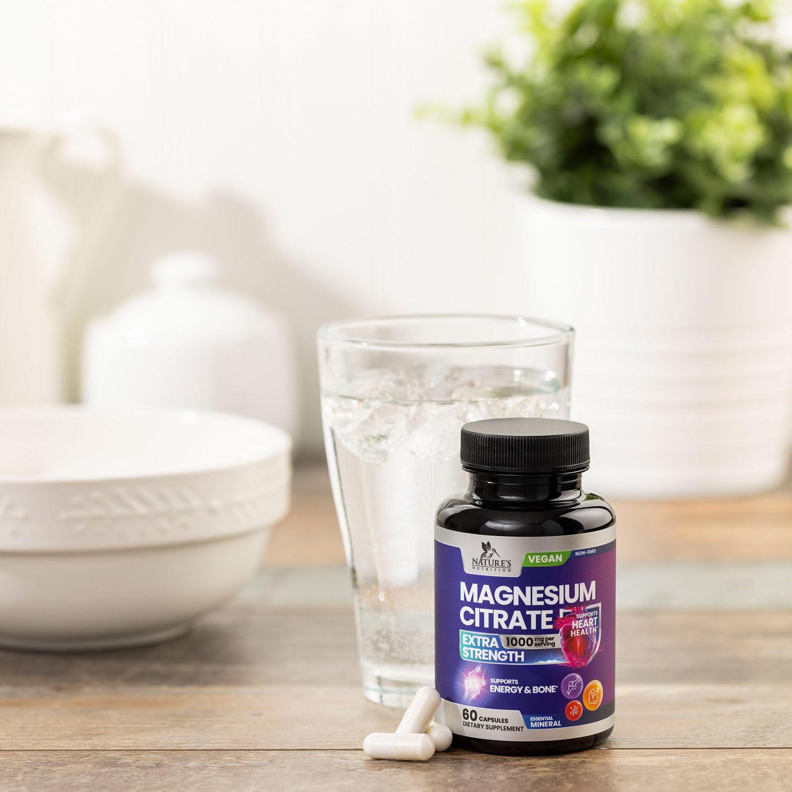 Icons indicating gluten-free and soy-free on magnesium citrate label