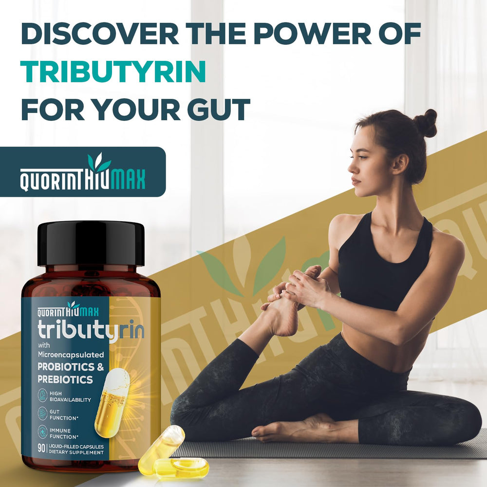 Gluten-free Tributyrin supplement bottle with 180 capsules