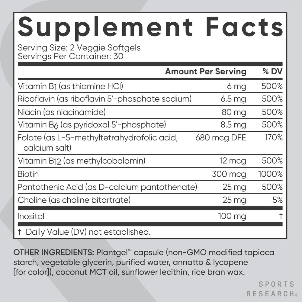 Gluten-free, vegan-friendly Vitamin B-Complex packaging