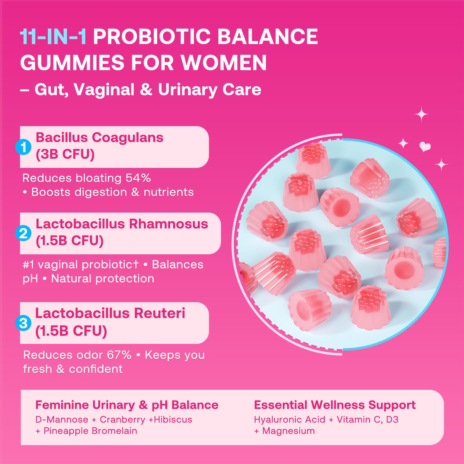 Gluten-free vegan feminine balance gummies label