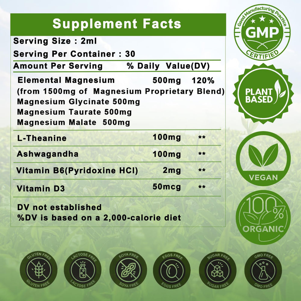 Non-GMO, gluten-free, vegan label on Cortisol Supplement Liquid