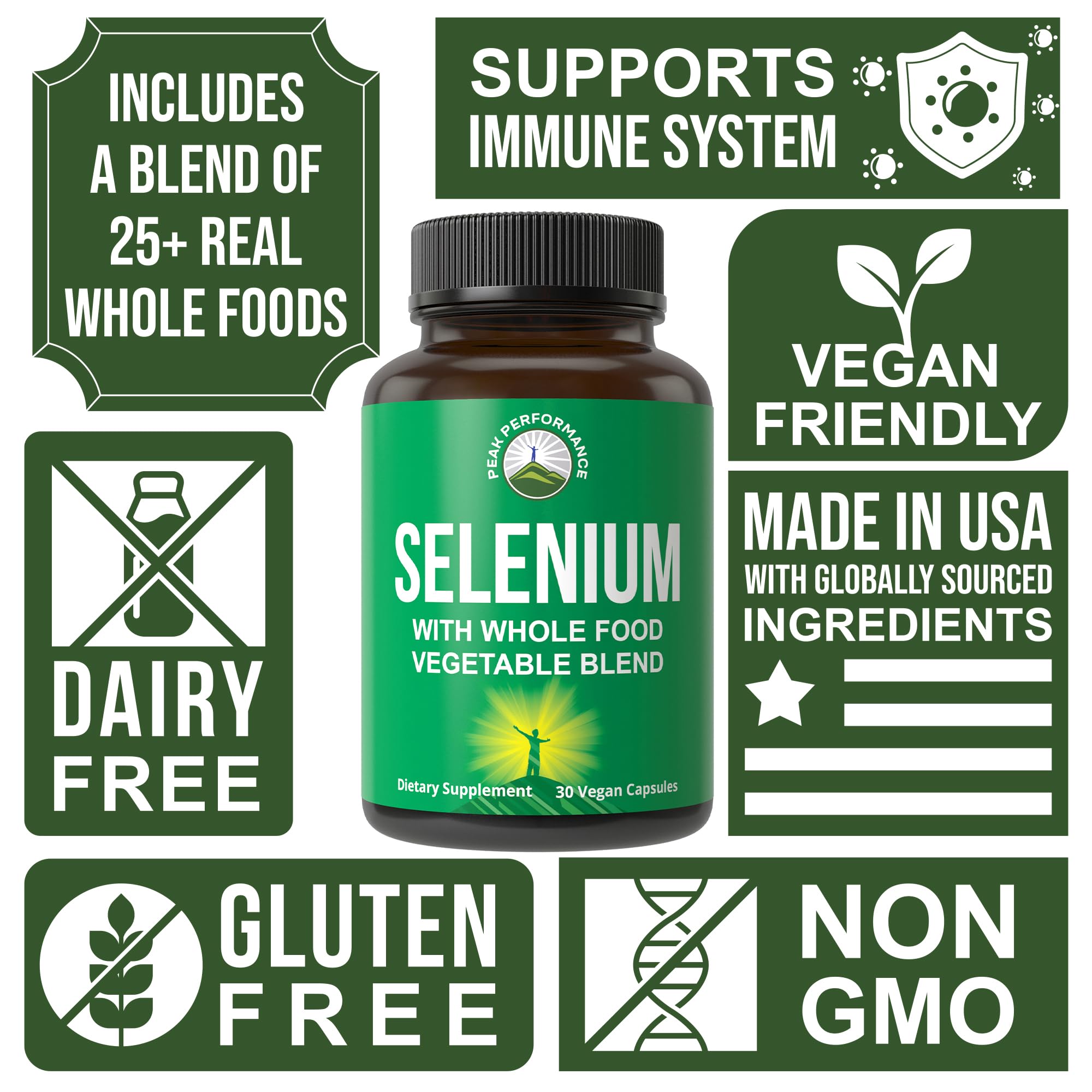Gluten-free vegan selenium supplement label