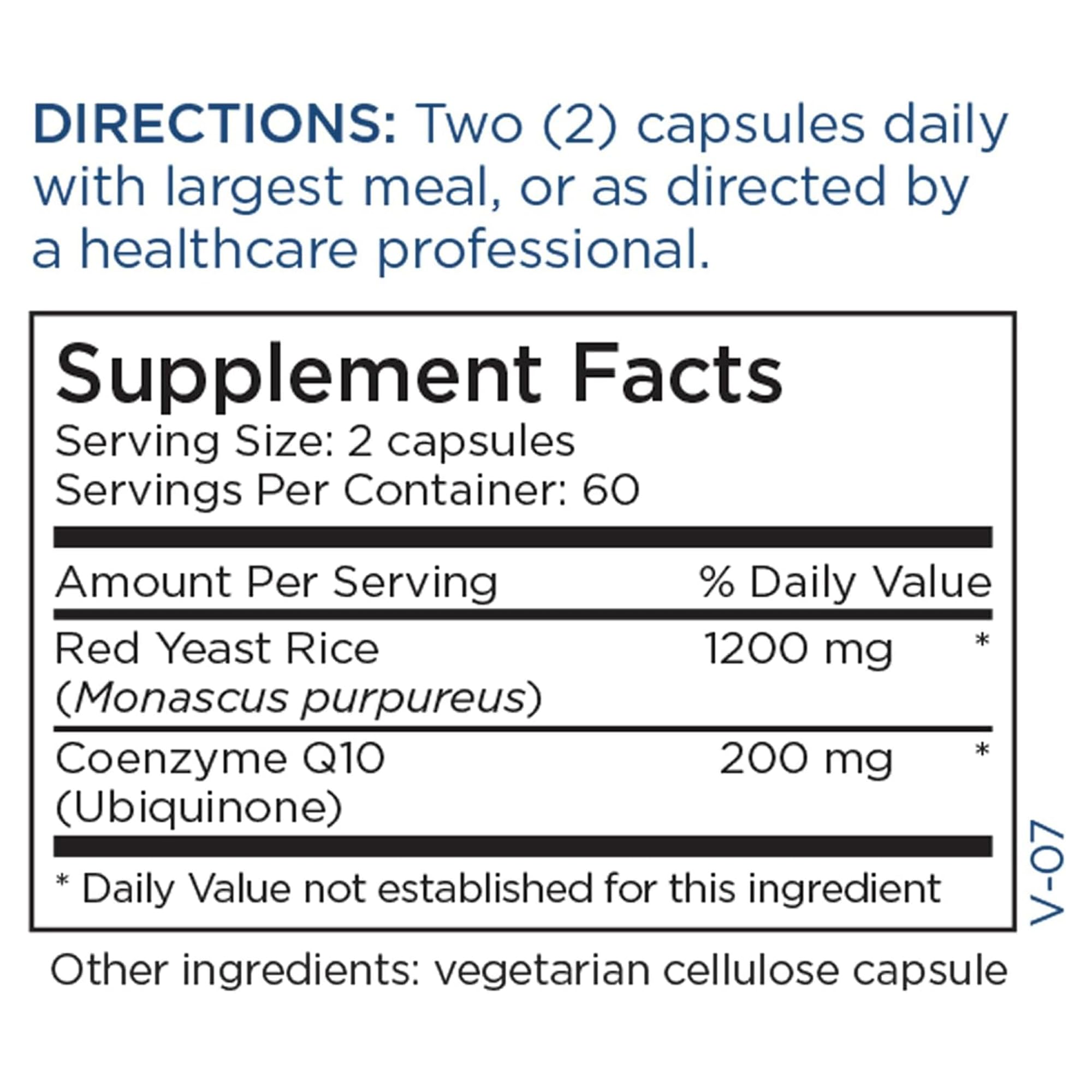 Gluten-free vegetarian capsules nutrition label