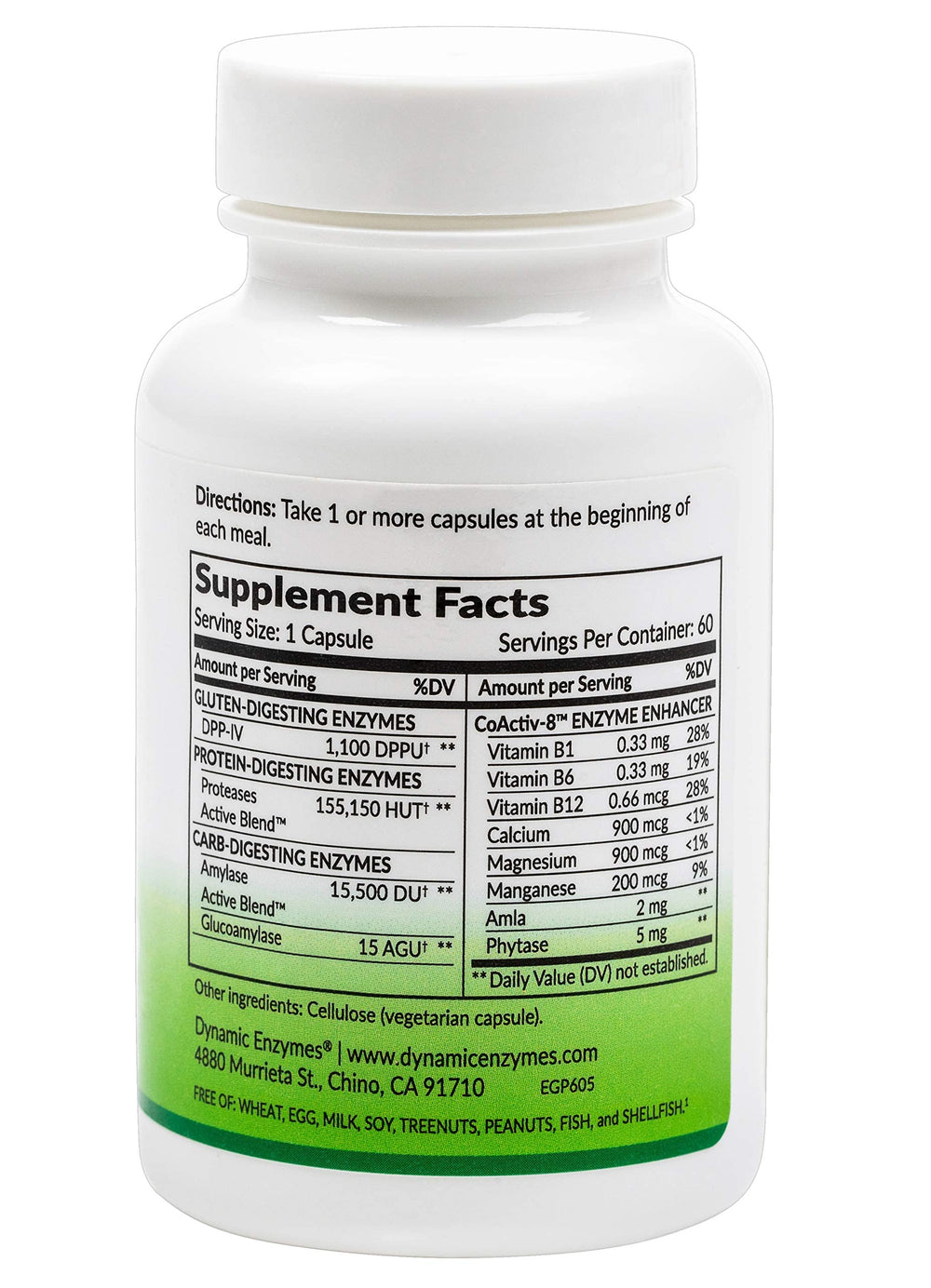Close-up view of Gluten Plus digestive enzyme tablets
