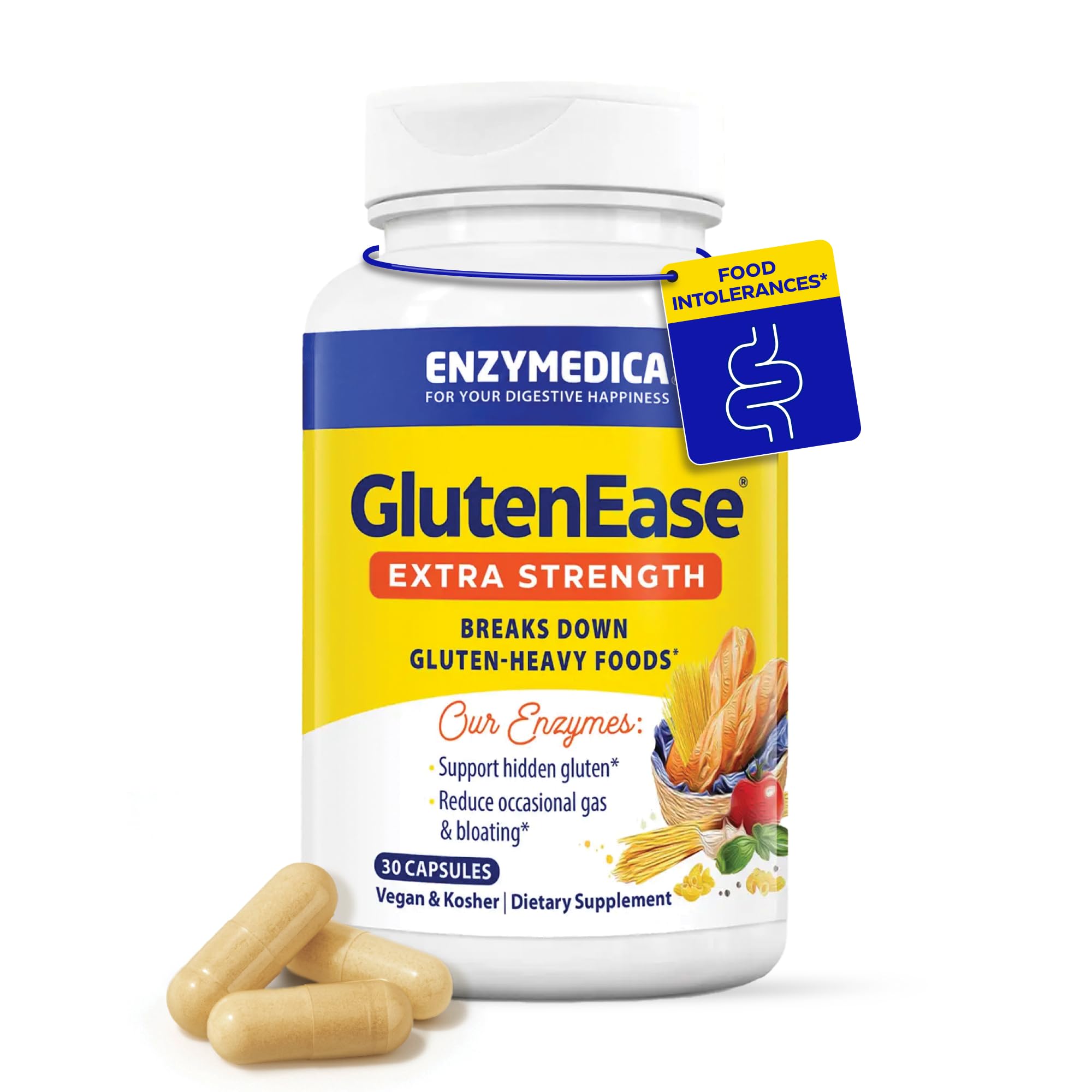 Front view of Enzymedica GlutenEase Extra Strength bottle