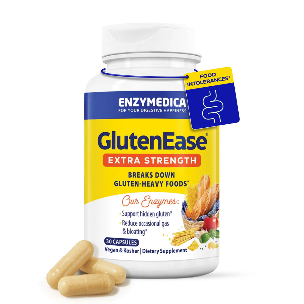 Front view of Enzymedica GlutenEase Extra Strength bottle