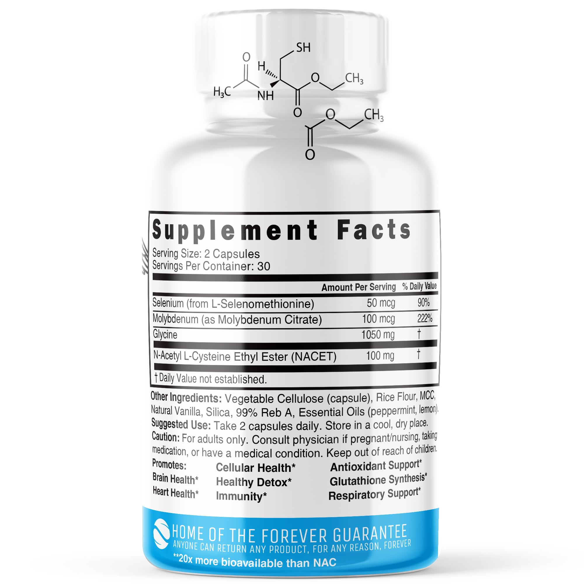 Nature's Fusions GlyNAC-ET NAC supplement bottle close-up of label