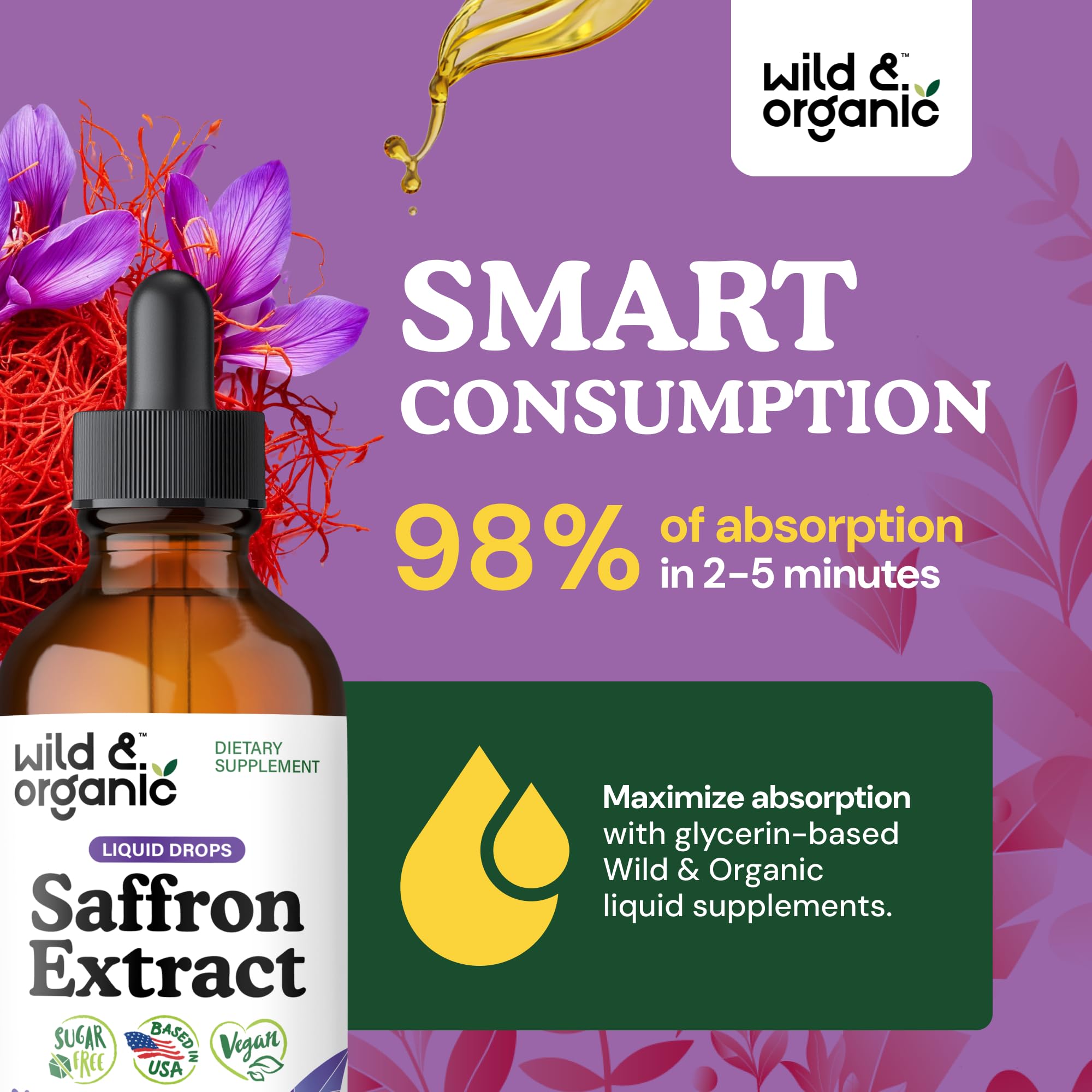 Alcohol-free saffron tincture base made with vegetable glycerin