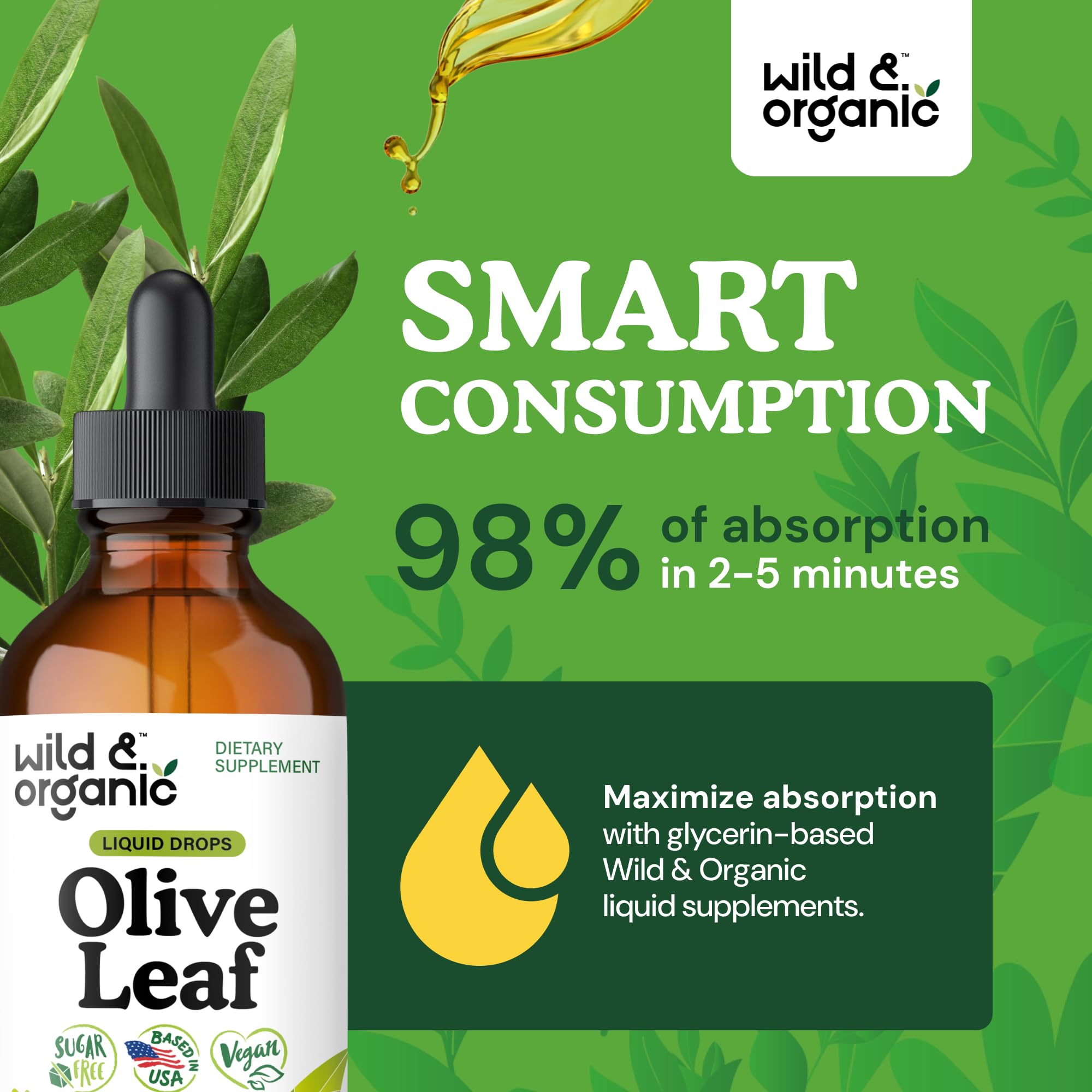 Glycerin-based olive leaf extract bottle