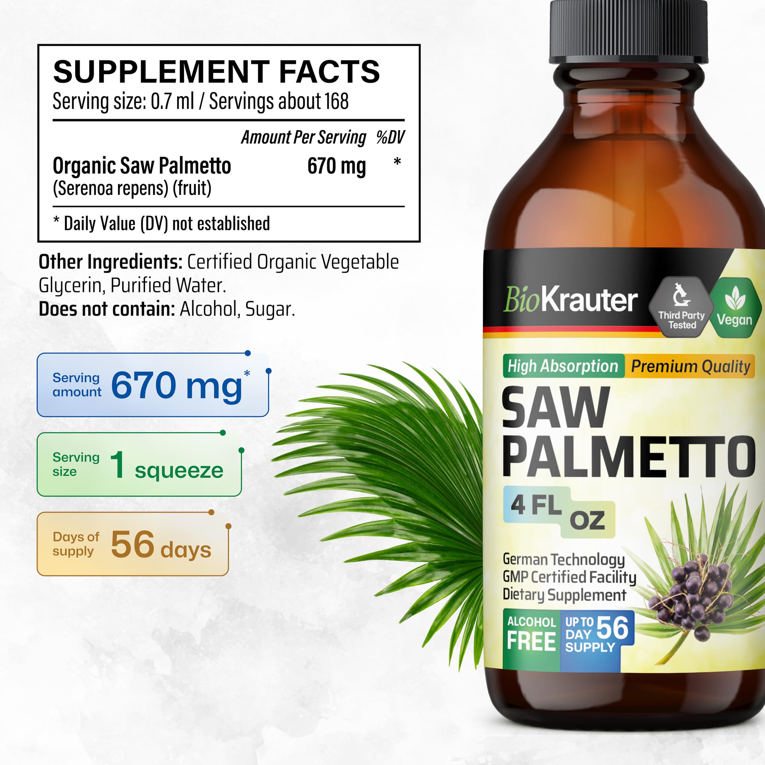 Glycerin-based saw palmetto extract depiction