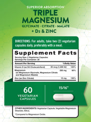 Illustration of magnesium forms: glycinate, citrate and malate
