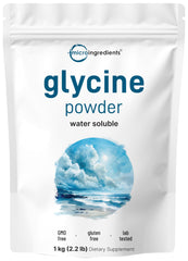 Front view of Micro Ingredients Glycine Powder 1kg tub