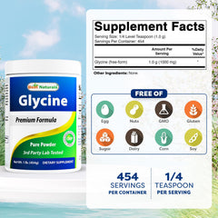 Glycine Powder 1 LB label showing 1000 mg per serving