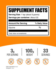 Glycine powder unflavored packaging 100g