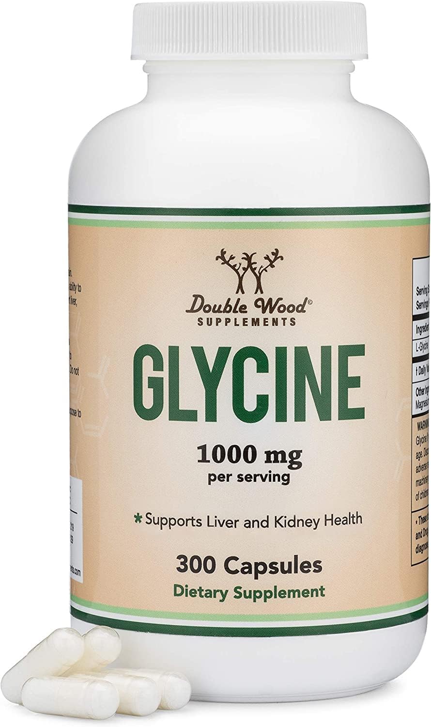 Glycine supplement bottle and label