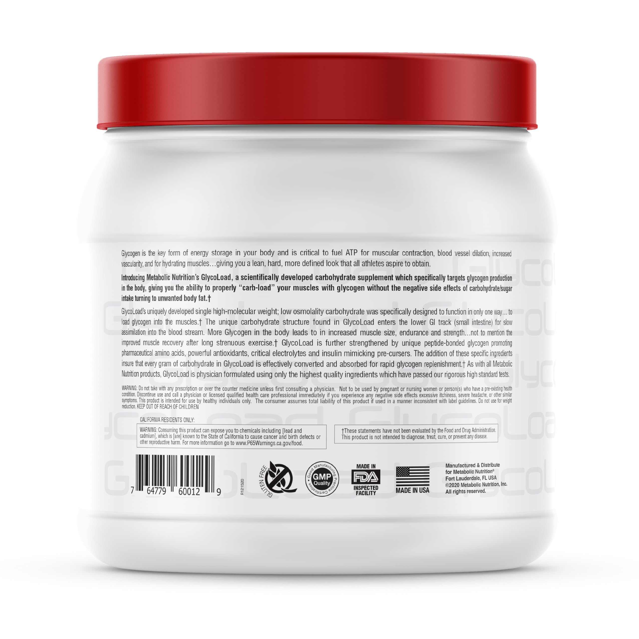 Glycoload ingredient chart