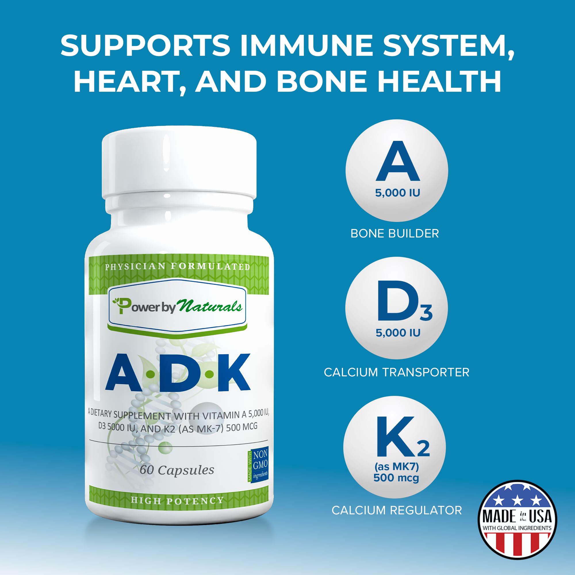 GMP-certified US facility label for ADK supplement.
