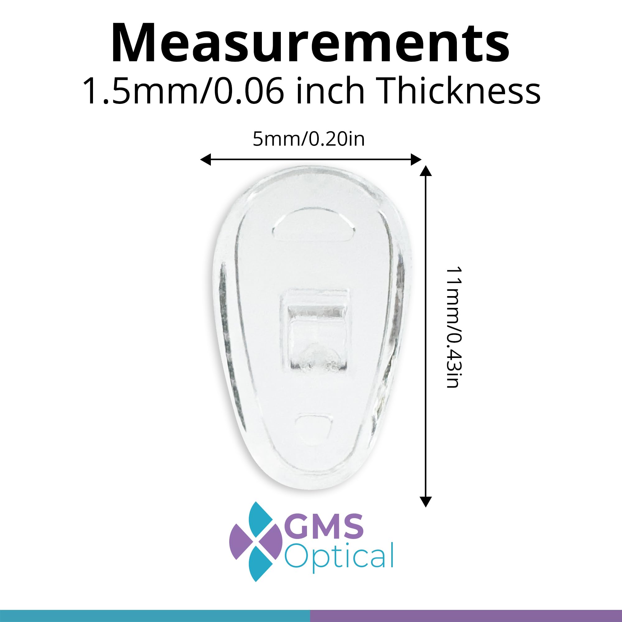 Silicone tear-drop nose pads for small frames