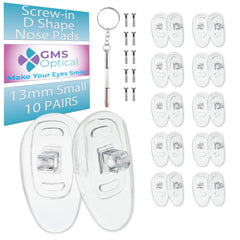 GMS Optical eyeglass repair kit components including screws and driver