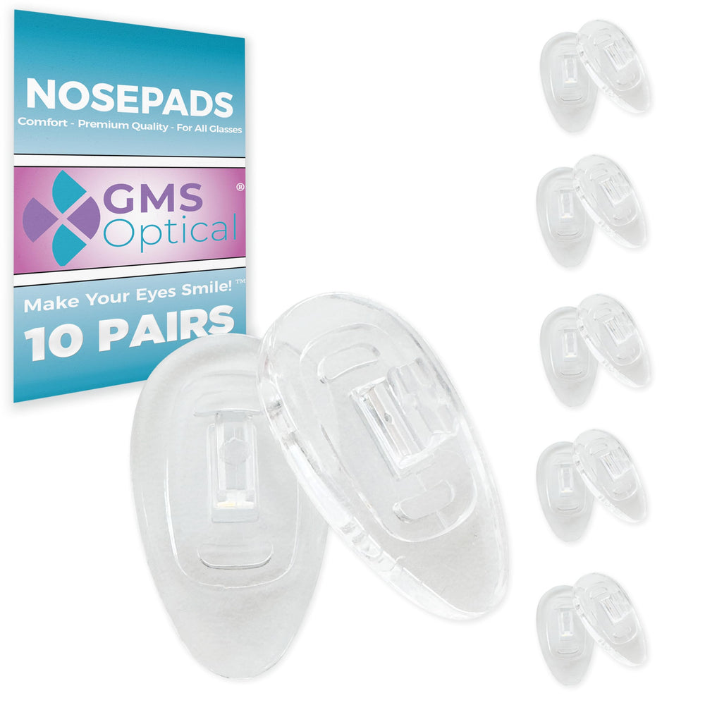 GMS Optical tear-drop silicone nose pads, 15mm length, 6mm width, clear