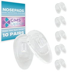 GMS Optical tear-drop silicone nose pads, 15mm length, 6mm width, clear