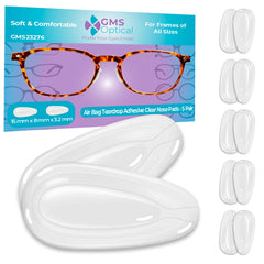 Clear silicone nose pad close-up showing 3.2mm x 15mm dimensions with air-pillows