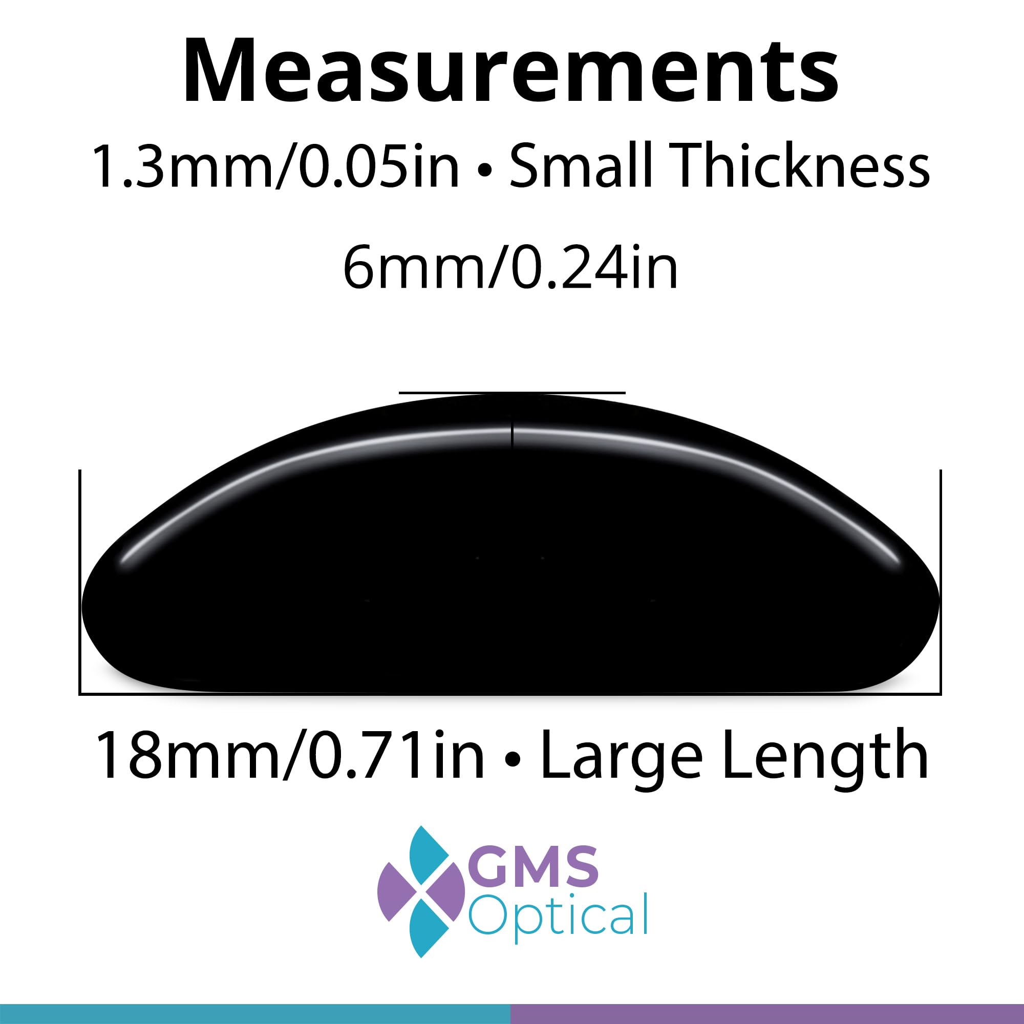 Nose pad profile: 1.3mm x 18mm, black