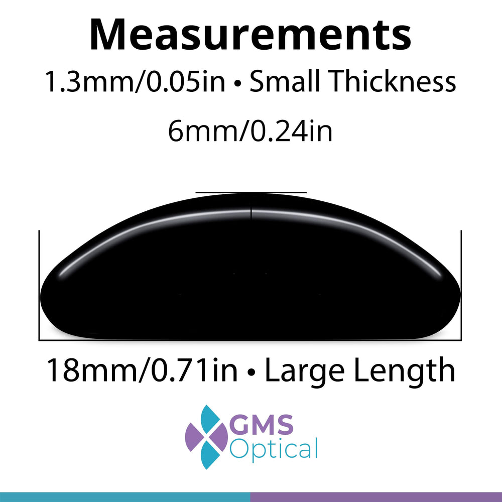 Nose pad profile: 1.3mm x 18mm, black