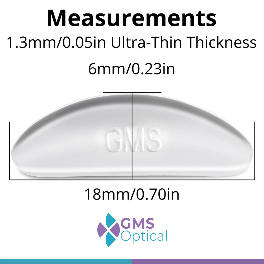 Close-up of 18mm long silicone nose pad with adhesive backing