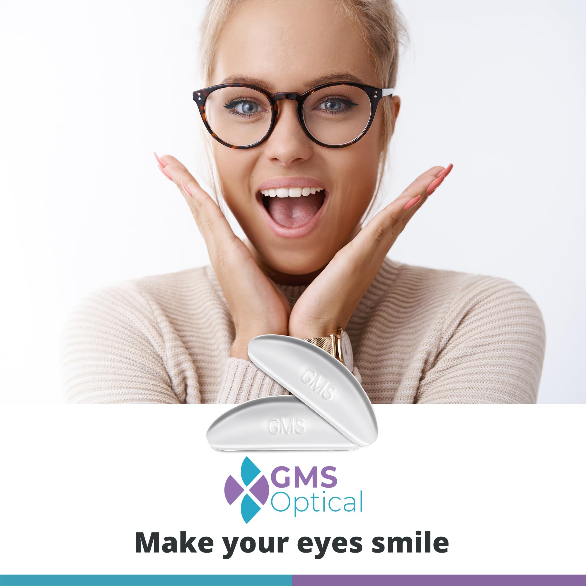 Packaging image of GMS Optical nose pads in Clear