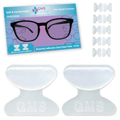 Close-up of clear 1.8mm butterfly nose pads with adhesive