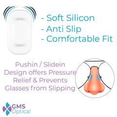 Pair of 11mm rectangle silicone nose pads – white