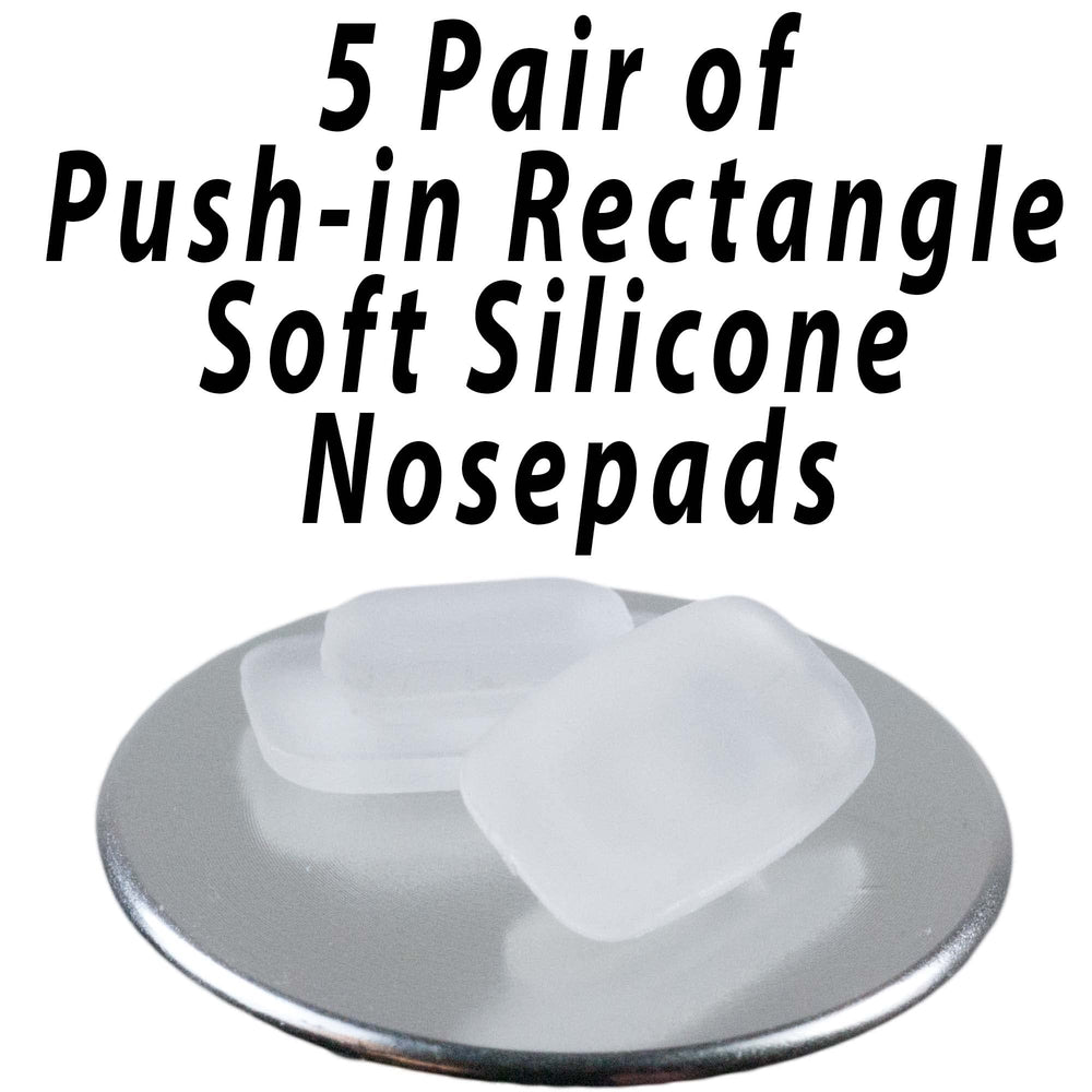 Nose pads 11mm rectangle, white, push-in design for eyeglasses
