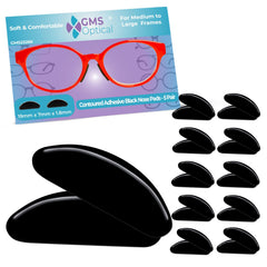 GMS Optical adhesive nose pads in black, 1.8mm x 19mm, two 2-sets, five-pack configuration