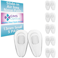 GMS Optical 2.8mm x 13mm slide-in nose pads on glasses