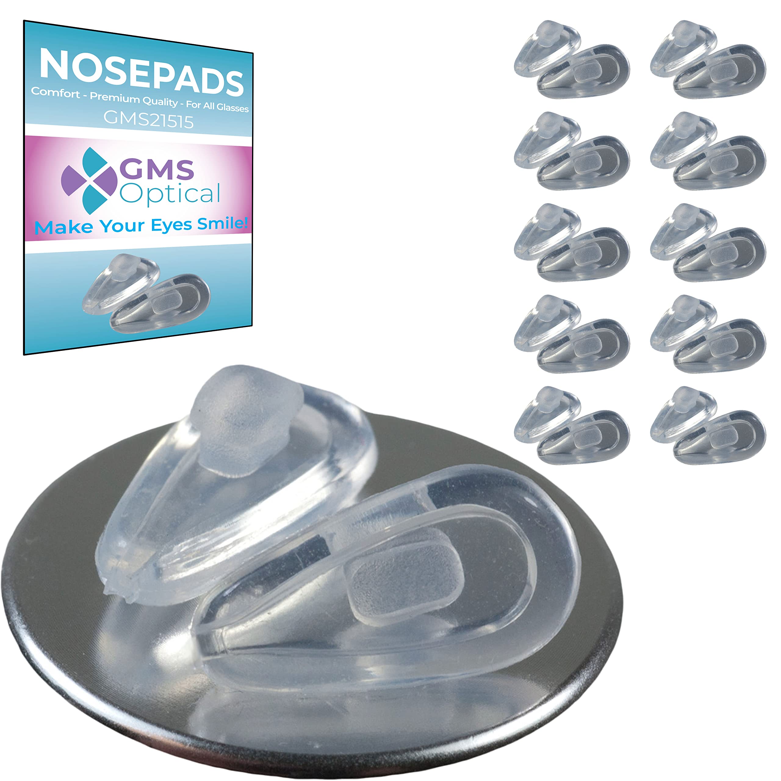 GMS Optical air bag push-in silicone nose pads in clear
