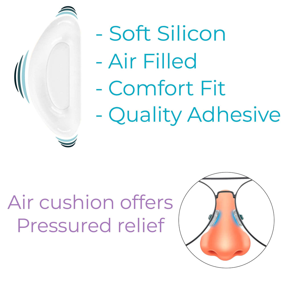 Nose pad attached to a glasses frame showing grip