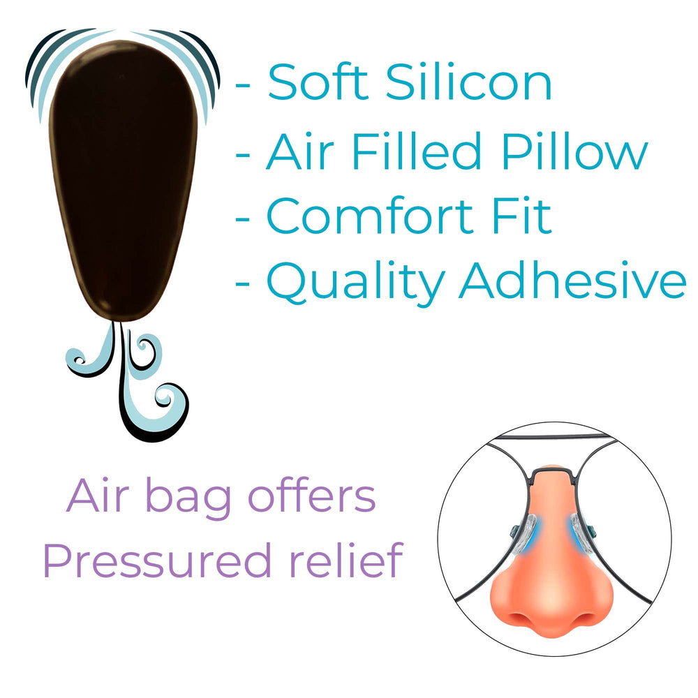 Adhesive backing on black nose pads for plastic frames