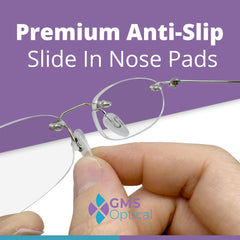 Close-up of anti-slip silicone eyeglass nose pads
