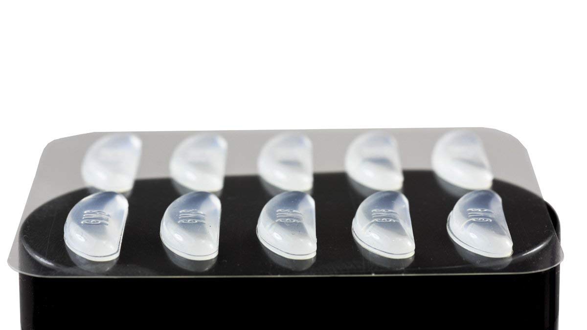 Contoured silicone nose pads close-up - flexible material