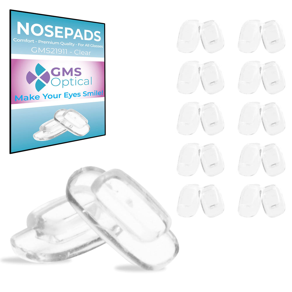 GMS Optical soft silicone rectangle nose pads 11mm clear – 10 pair (hero image)