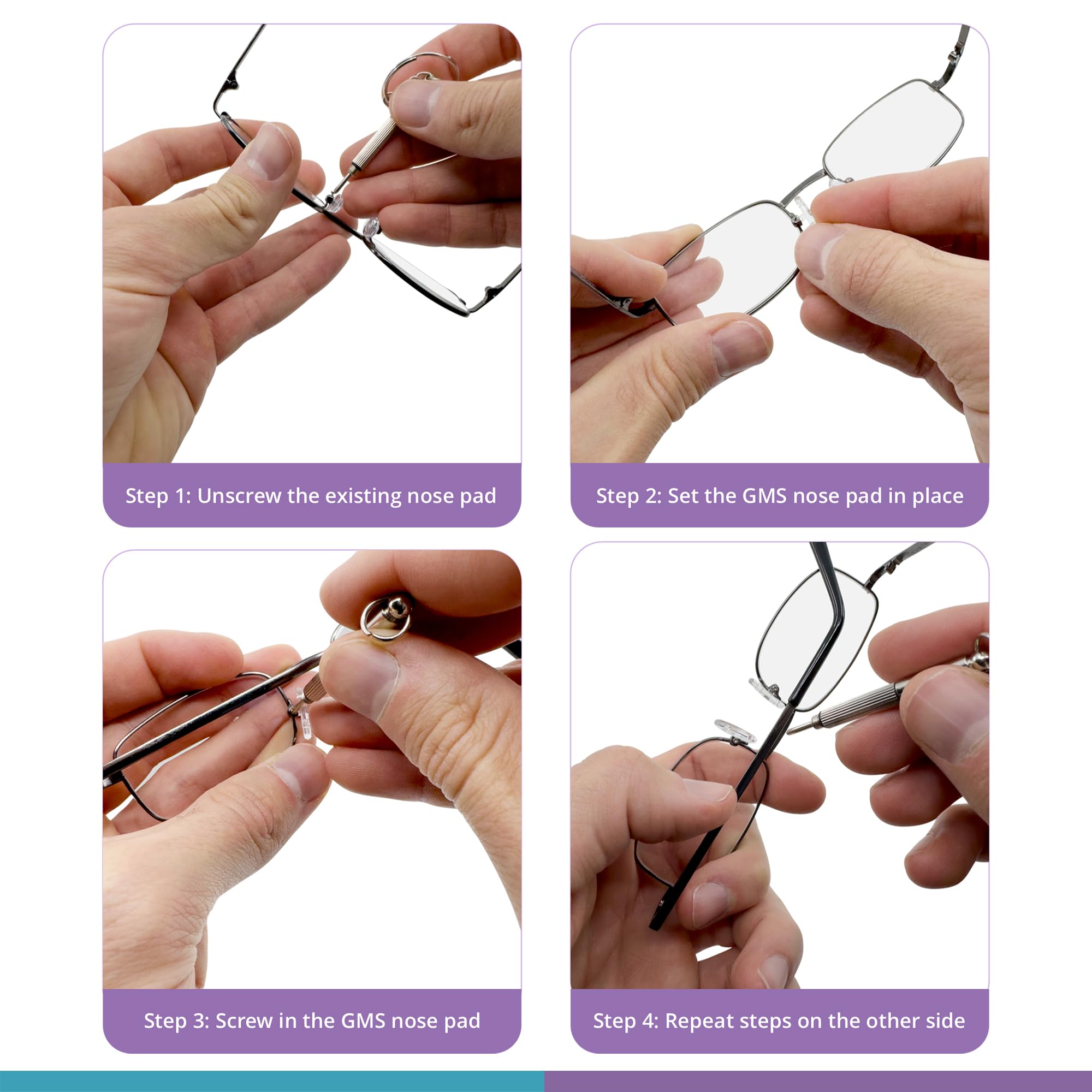 Product packaging showing 5 pair nose pads