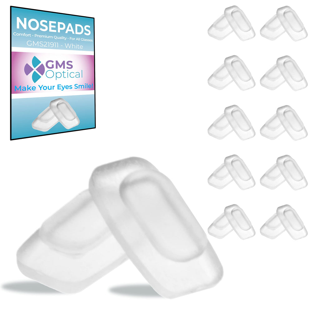 GMS Optical soft silicone push-in rectangle nose pads, 11mm, 10 pair