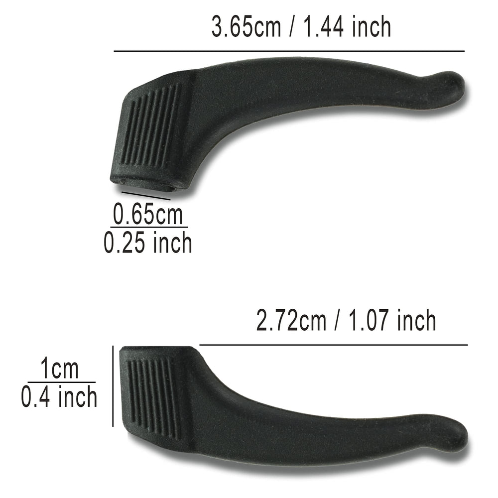 Black temple tips shown with sunglasses for secure fit