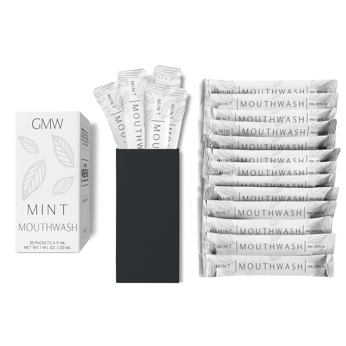 GMW Collection Travel Mouthwash Packets – 800 mini packets for guests (matte white travel sachets)